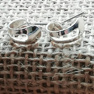 Silver steel mini open hoops huggie style earrings/minimalist